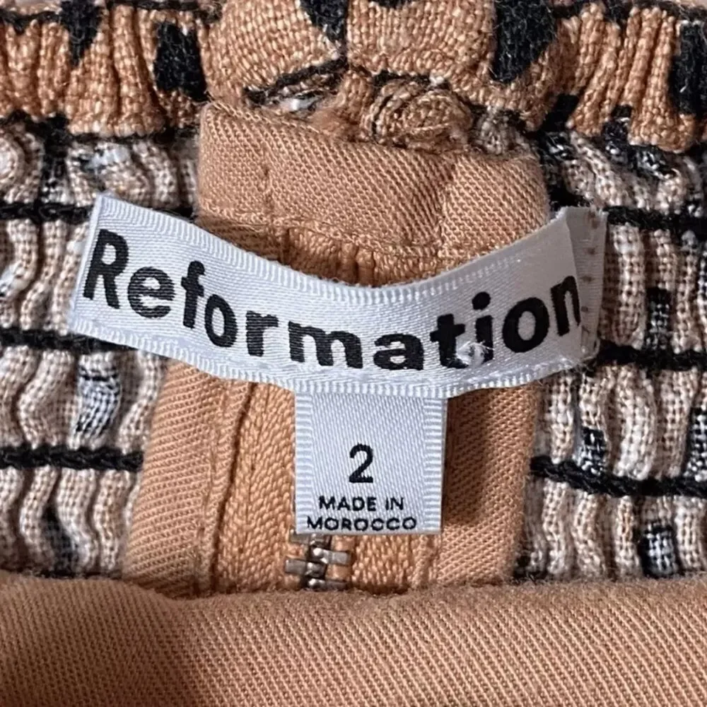 Reformation Dillon Linen Brown Crop Top Size 2